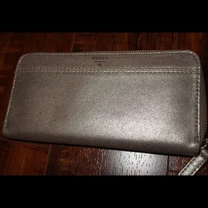 Gold Metallic Fossil Wallet